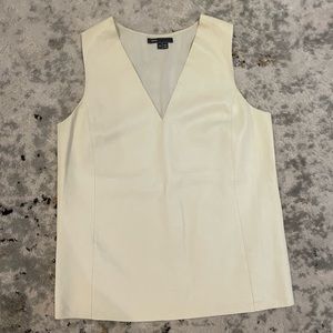 Vince White leather and silk top Size 8